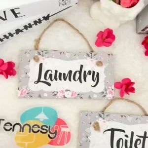 TENNESY PAJANGAN PINTU HIASAN DINDING GANTUNGAN TALI SIGN SHABBY FLOWER 20x10CM DEKORASI DINDING KAMAR TIDUR RUMAH
