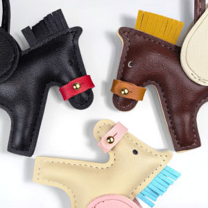 Elegant Winged Pony Keychain with Detachable Mouth Strap | Hand-Stitched Premium PU Leather Bag Charm with Plush Filling Gift