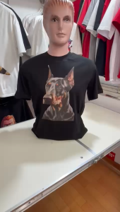 Kaos Pria Model Terkini Trending Motif 3D Bahan katun 24s Doberman Black H0680