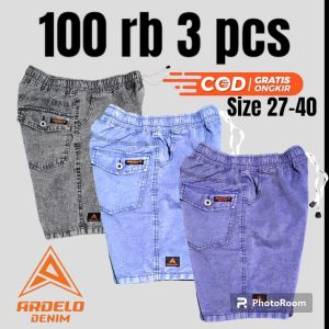 100RIBU 3PCS CELANA PENDEK PRIA DEWASA PINGGANG KARET ELASTIS | CELANA COWOK SANTAI