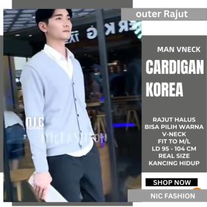 Cardigan Rajut Pria Fit to M/L Ricco - NIC Fashion / Cardigan Korea Rajut Pria Vneck