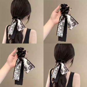 Streamer Bow Ink Wash Painting Hair Rope For Women Retro Fashion Hair Accessories