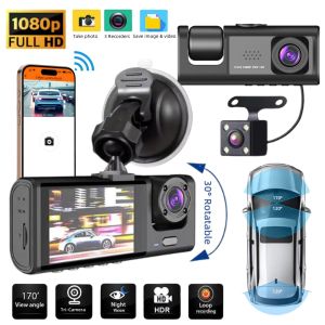 Wifi 3 Ống Kính 1080P HD Máy quay hành trình ô tô Dash Cam W/quan sát ban đêm IR ghi lặp lại & 2 "IPS Màn Hình Đầu ghi hình DVR đầu ghi video