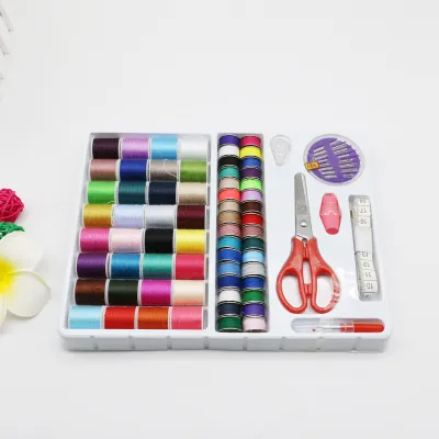 Mini Portable Plastic Needlework Box Convenient Home Use Sewing Kit Simple Packaging 70-Piece Set for Household Needs