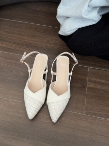 Venalisa รองเท้าแตะส้นสูงผู้หญิง หนังแท้ เกาหลีใต้ แฟชั่น แหลม ส้นหนา 2 นิ้ว เหมาะสำหรับงานออฟฟิศ