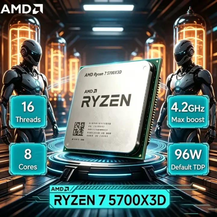 AMD | AMD R7 5700X3D Ryzen 7 5700X3D 96MB 3D Cache 8 Core 16 Thread Low Latency Gaming Desktop Processor AM4 Bulk No Cooler