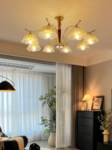 American Retro Living Room Chandelier Walnut Antique Dining-Room Lamp Middle Ancient Vintage Copper Accessible Luxury Master Bedroom Lamp