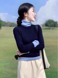 Korean Style High Neck Knitted Base Shirt Womens Soft Cozy Overhead Sweater Autumn Winter Fashionable Inner Wear Top