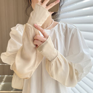 Summer Ice Silk UV Protection Sleeve Covers Womens Driving Sunscreen Sleeve Covers Pure Color Silk  Silk Gloves