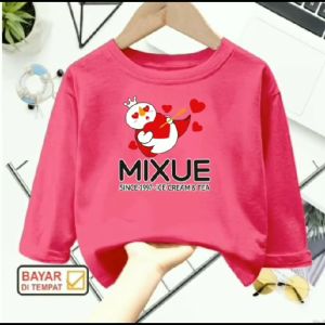 Kaos atasan anak usia 1-12 tahun Mixue Love You lengan panjang