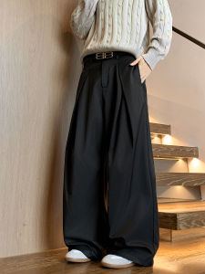 กางเกงขายาวผู้ชาย ทรงเอ ขากว้าง กางเกง ฤดูใบไม้ร่วง ฤดูใบไม้ผลิ CleanFit อินเทรนด์ ทรงหลวม ลำลอง กางเกงขายาว พลีท 3D Effect Youth Popular กางเกงขายาว