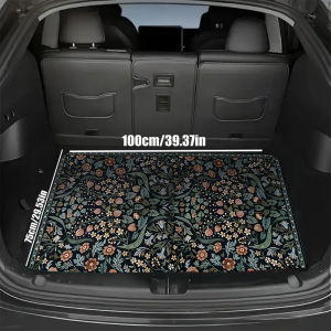 VIKAMA Retro Vine Floral Trunk Mat Wear-Resistant and Stain-Resistant Car Trunk Liner Universal Car Trunk Protector