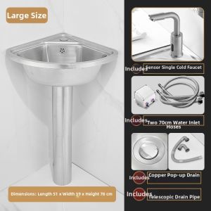 CUNGSA | 304 Stainless Steel Corner Mounted Washbasin