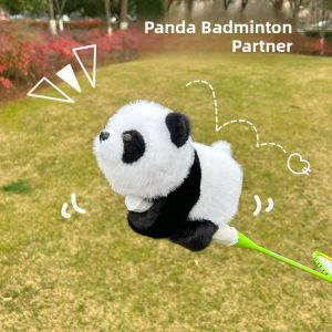 Cute Plush Panda Bear Doll Badminton Racket Grip Decorative Toy Tennis Racket Creative Cartoon Couple Gifts
