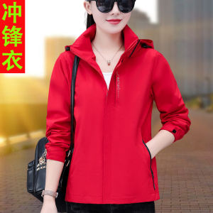 Spring Autumn Thin Womens Jacket Outdoor Fashionable Loose Short Detachable Cap Polyester Fiber Original Design Short Coat