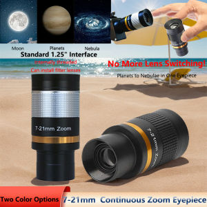 Zoom Eyepiece 7-21mm Adjustable 1.25 Wide Compatibility Telescope Accessory with Filter Thread for Planet and Moon Observation