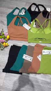 Bộ đồ tập gym yoga aerobic thể thao nữ bao gồm áo bra kèm mút đúc và quần dài chất liệu thun lạnh LULU BINSPORTS BD266
