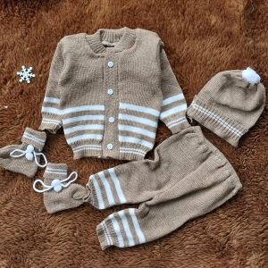 set sweater rajut 4 IN 1 new born baju celana topi sarung kaki bayi