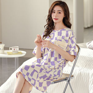 miiow | Catwoman Sleep Dress Womens Summer Thin Short Sleeve Dress 2025 New Cartoon Cute Loose Pajamas Home Clothes Sweet Style