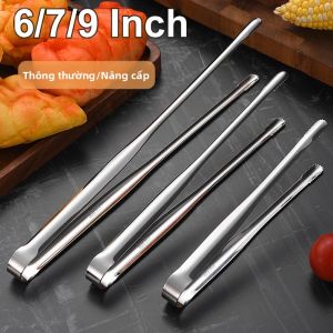 Thép Không Gỉ BBQ Lưỡi Chống Trơn Trượt 6/7/9 Inch Nướng Nấu Kẹp Di Động Dã Ngoại Bít Tết Nhíp Nhà Bếp Tiện Ích
