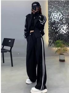 2024 Spring & Fall New Arrival Athleisure Fashion Suit Womens Suit Outwear High Waist Slim Looking Loose Pants Two-piece Set