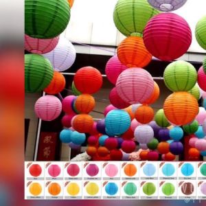 Lampion Kertas Gantung 25 Cm Paper Lantern Lampion Kain 10 Inch Bulat Berkualitas Tinggi Terbaik