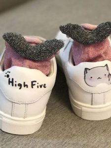 Cute 3D Cartoon Ears Socks, Women's Cotton Blend Gold & Silver Thread, Short Stack Socks for Students, Japanese Style Full Cotton Socks