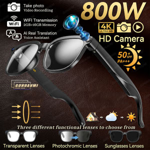 1080P HD Video Camera Smart Glasses Bluetooth 5.4 Wireless Audio Open Ear Headphones Dual Mic ENC Hands Free Calling Eyewear Men