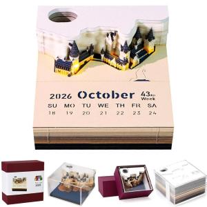 3D Desk Calendar Pop-Up Castle Monthly Planner 2026 Yearly Organizer Sticky Notes to do list Office/Home Desk Decor