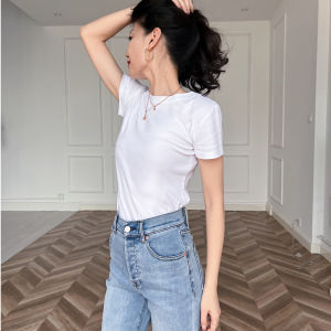 Cat Environment Normcore Is Very Beautiful round Neck Fancy Pure Cotton White Loose Slim Looking Basic Style Casual Short Sleeve T-shirt for Women