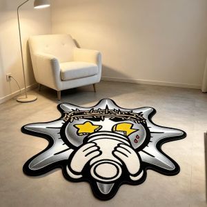 VIKAMA Star Rug Cartoon Street Art Plush Floor Mat Soft Non-Slip Area Rug for Bedroom Living Room Home Decor Aesthetic