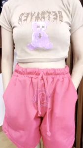 SHORT PANTS FLEECE CELANA PENDEK KARET TALI (ic)