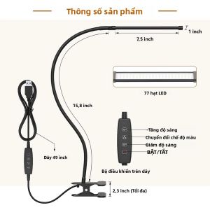 Đèn Bàn LED 10W Kẹp Bàn Có Thể Điều Chỉnh Độ Sáng 10 Mức Độ Sáng 3 Chế Độ Đèn Bàn Linh Hoạt Sạc USB Kiểu Dáng Hiện Đại Dùng Để Học Tập