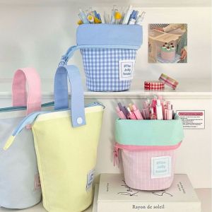 【Hot Sale】Ohaya 丨 Cheese Cheese Portable Pencil Case 丨 ins Large Capacity Pencil Case Standable Stationery Bag Canvas Men Women Desktop Pen Holder