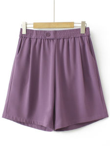 Fashionable Summer New LooseFit OneButton Slimming FiveTenths Suit Pants Womens High Waist Elasticwaist Single Button