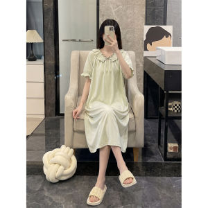 V.C.I | Pale Green Short Sleeve Cotton Summer Sleepwear Dress