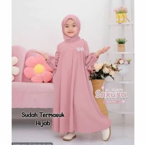 Dress gamis anak perempuan bahan crinkle mewah premium baju muslim lebaran 2025 terbaru