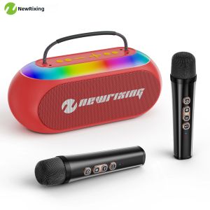 Máy Karaoke NewRixing Với 2 Micro Loa 30W Tăng Cường Âm Trầm Âm Thanh Nổi Chất Lượng Cao Micro Thần Kỳ Đèn RGB Hỗ Trợ BT/AUX/TF/USB
