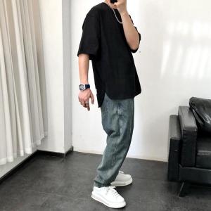 Áo Thun Nam Tay Ngắn Cổ Tròn Mùa Hè Thường Ngày Cỡ Lớn 300 Pound Phong Cách HongKong Cổ Điển Thường Ngày