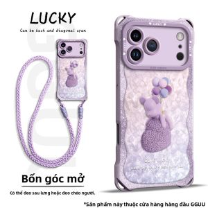 Ốp lưng GGUU cho iPhone 16 Pro Max bằng silicon có dây đeo chéo phong cách