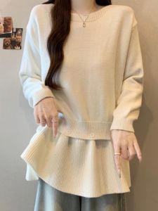 Slimming Knit Tunic Sweater Women Gray
