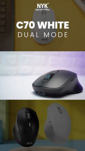 Mouse NYK C70 Silent Click Dual Mode Bluetooth Wireless Rechargeable PUTIH