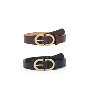 Womens Belts Fashion Retro Belt 105cm Simple Metal Buckle Belt Female Black Matching Western Pants Jeans 2025 New Accessories