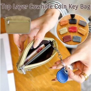 Top Layer Cowhide Coin Key Bag Super Soft Portable Japanese Key Pouch Bus Card Case
