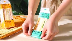 100pcs Sandwich Packaging Bag Package Plastic Wrap Wrapping Easy-To-Tear Transparent Baking Triangle Cake Bread Dis