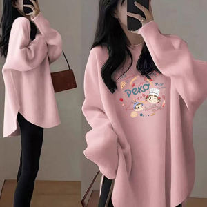 Sweet Velvet Base Shirt plus Size Loose Long Sleeve Womens T-Shirt Comfortable Casual Style for plus Size Ladies