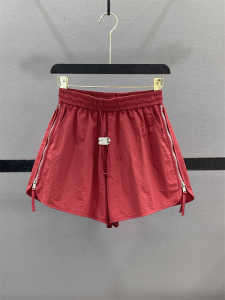 Peach Seal Red Side Zipper Parka Shorts Womens 2024 Summer Quick-Drying Track Pants A- line Wide Leg Casual Hot Pants