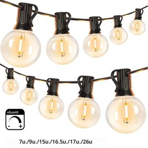 7/26M Festoon LED String Light Fairy LED G40 กลางแจ้งสําหรับคริสต์มาสปาร์ตี้ตกแต่งสวน Garland โคมไฟ Street Patio Backyard