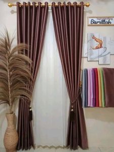 gorden polos gorden blackout lebar 100 tinggi 215 gorden hordeng 6gelembung pintu jendela minimalis