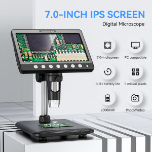 7Inch IPS Digital Coin Microscope 5MP 1200X Ultra-Precise Focusing Camera 1080P Video Microscope 8 LED Lights for Coin Circuit